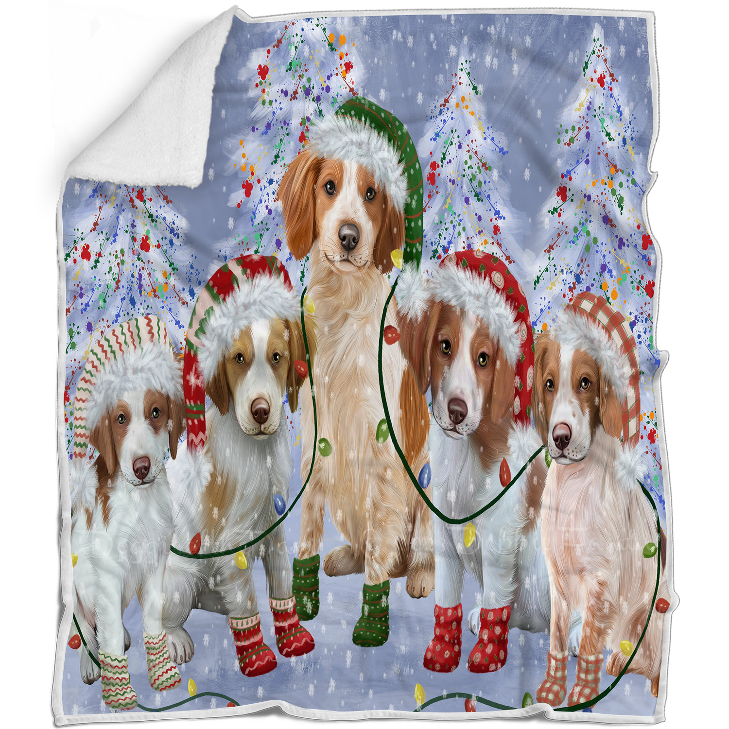 Brittany Spaniel Dog Blanket Personalize Throw Woven Fleece Sherpa Christmas NWT - Picture 17 of 31