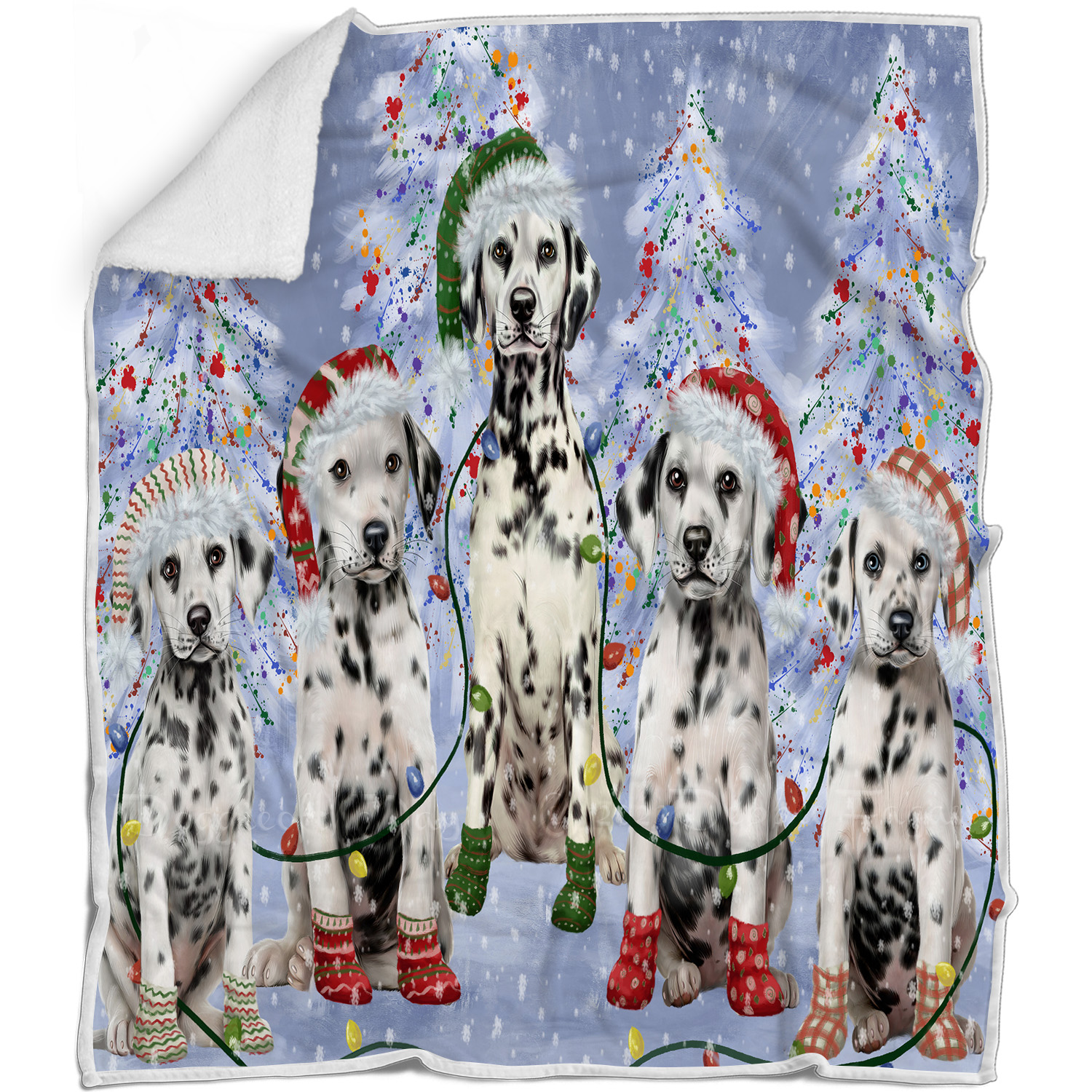 Dalmatian Dog Blanket Personalized Throw Woven Fleece Sherpa Christmas NWT - Picture 17 of 30