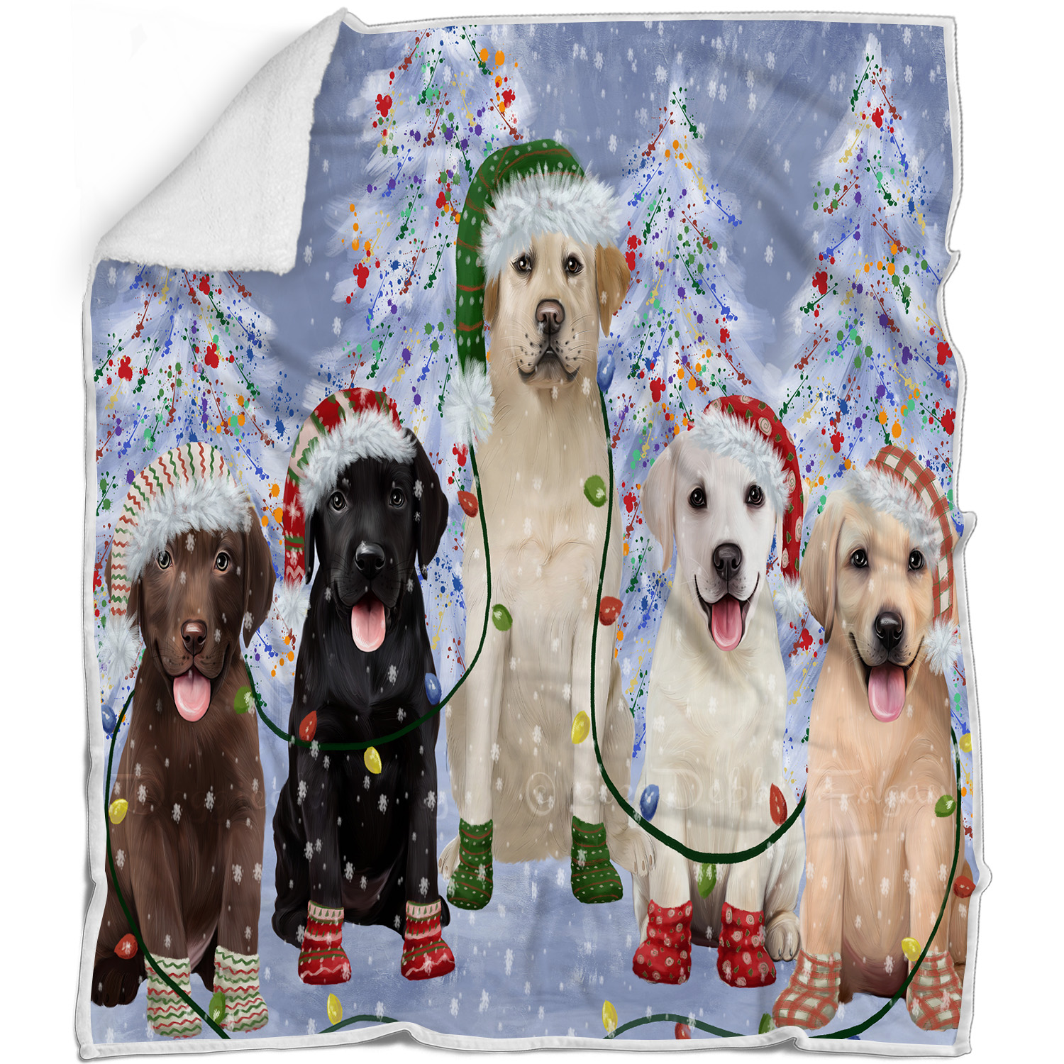 Labrador Retriever Dog Blanket Personalized Woven Fleece Sherpa Christmas NWT