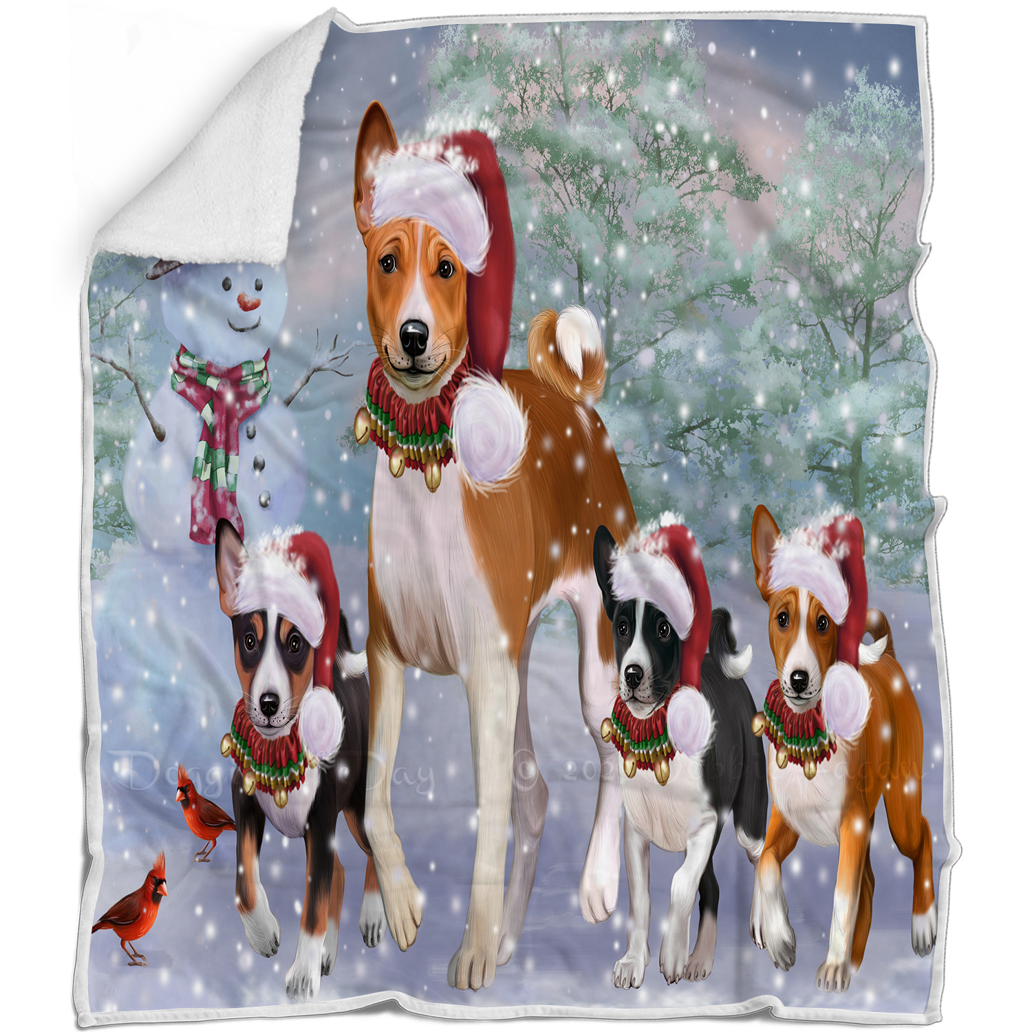 Basenji Dog Blanket Personalized Throw Woven Fleece Sherpa Christmas NWT - Picture 12 of 13