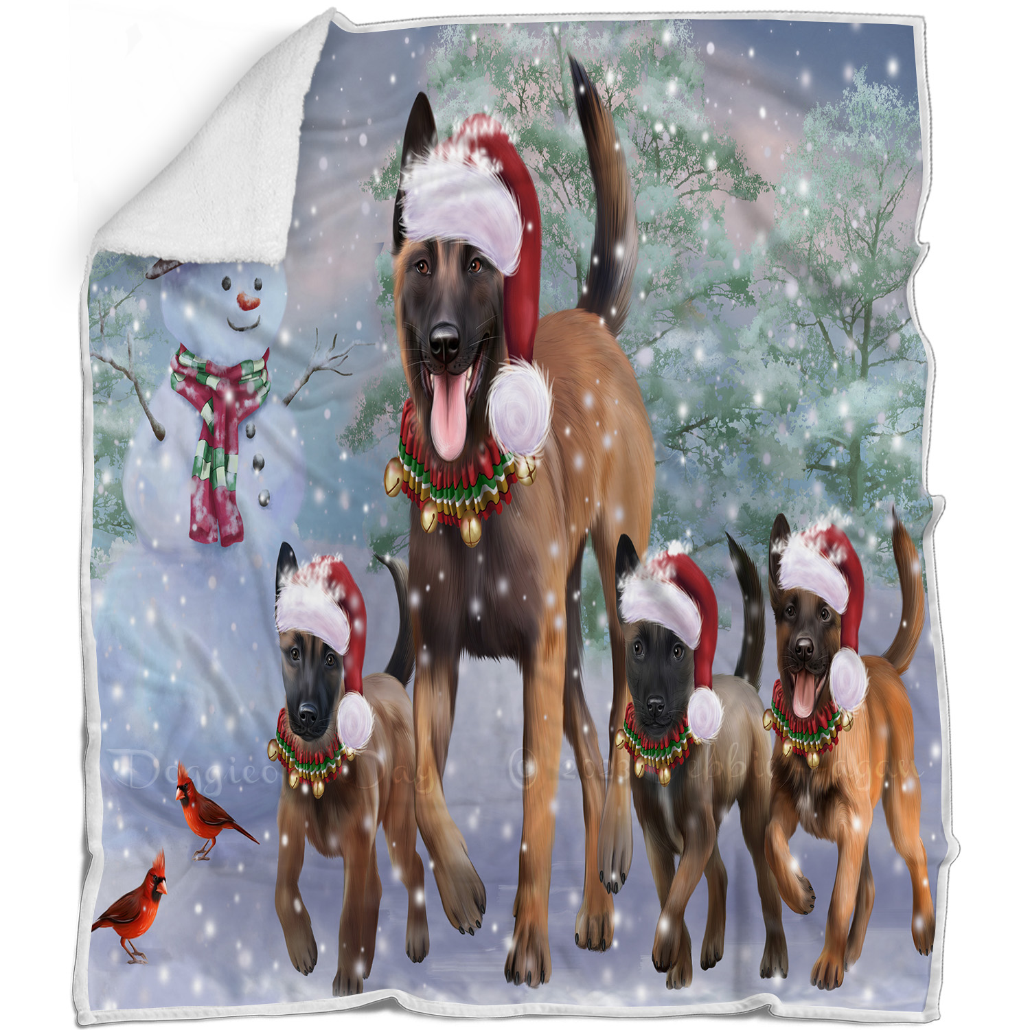 Belgian Malinois Dog Blanket Personalize Throw Woven Fleece Sherpa Christmas NWT