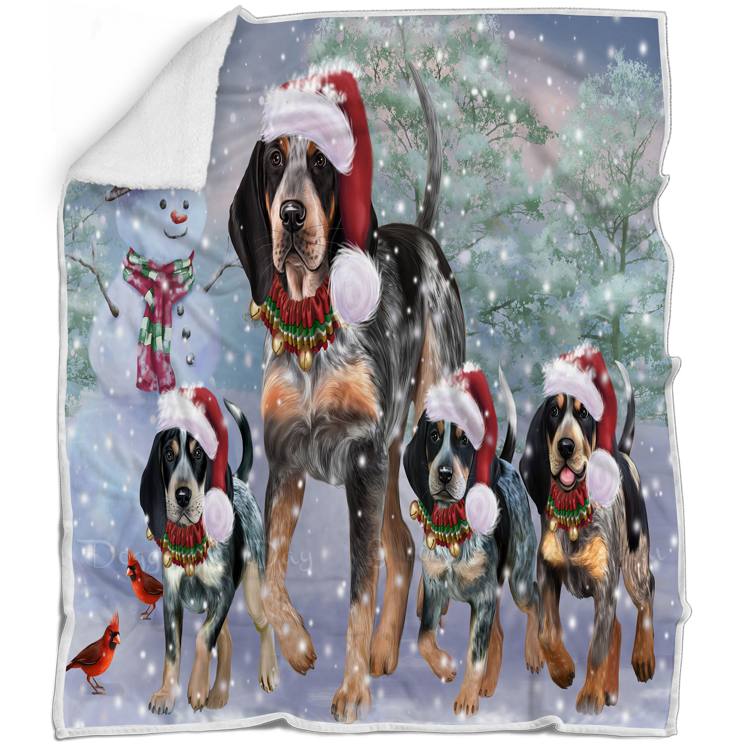 Bluetick Coonhound Dog Blanket Personalized Woven Fleece Sherpa Christmas NWT - Bild 30 von 32