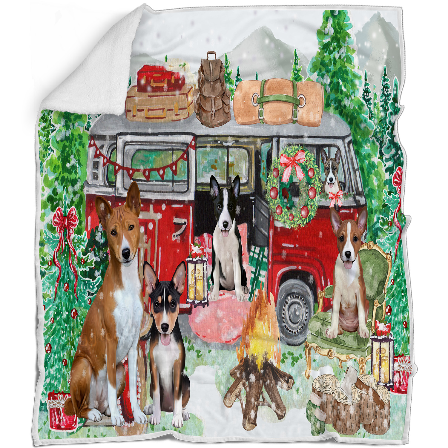 Basenji Dog Blanket Personalized Throw Woven Fleece Sherpa Christmas NWT - Picture 10 of 13