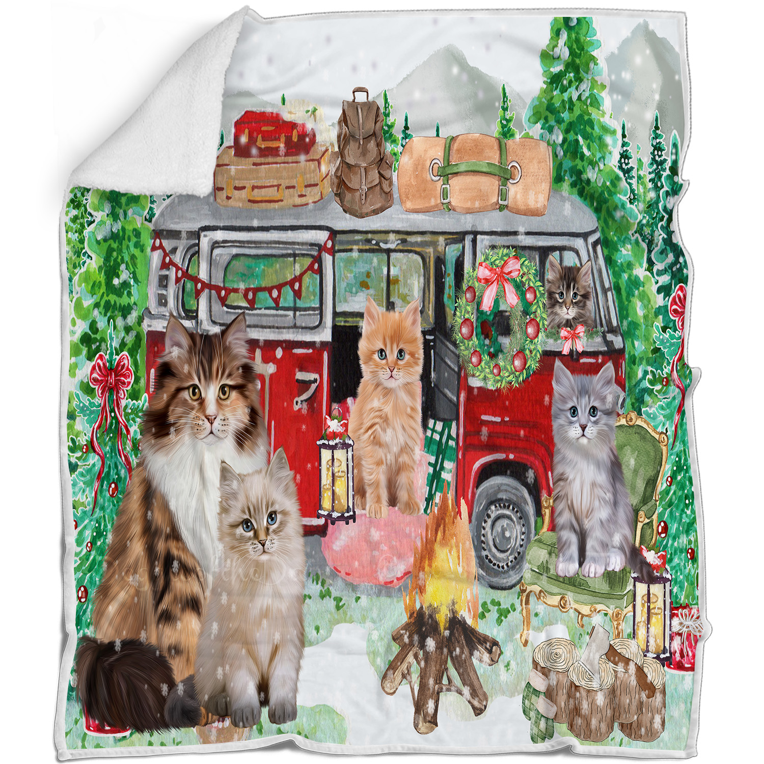 Coperta Gatto Siberiano Personalizzata Tessuto Pile Sherpa Natale Nuova con etichette - Foto 14 di 18