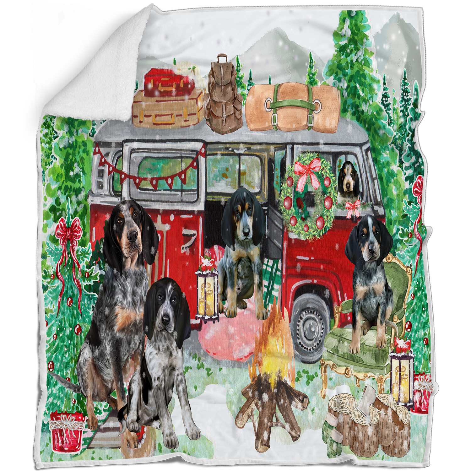 Bluetick Coonhound Dog Blanket Personalized Woven Fleece Sherpa Christmas NWT - Bild 20 von 32