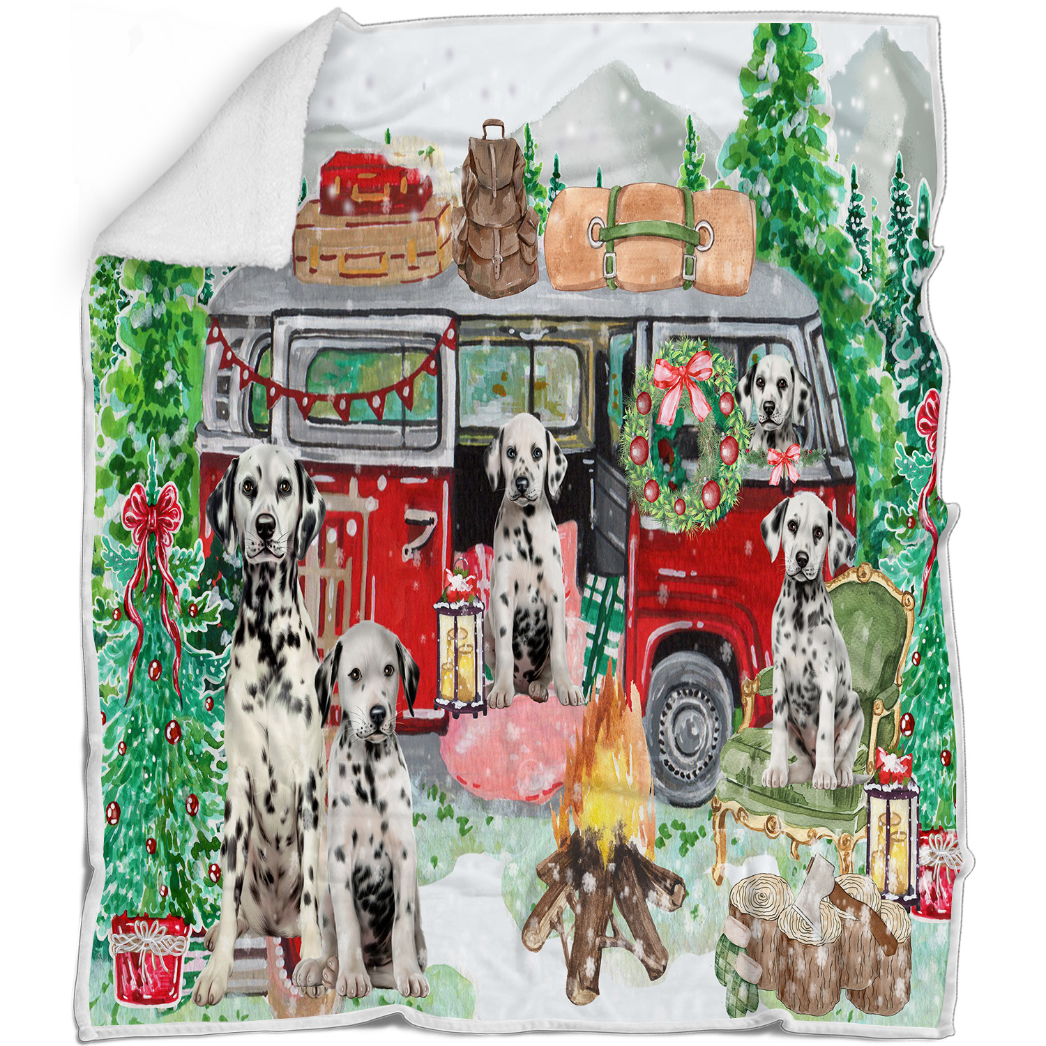Dalmatian Dog Blanket Personalized Throw Woven Fleece Sherpa Christmas NWT - Picture 20 of 30