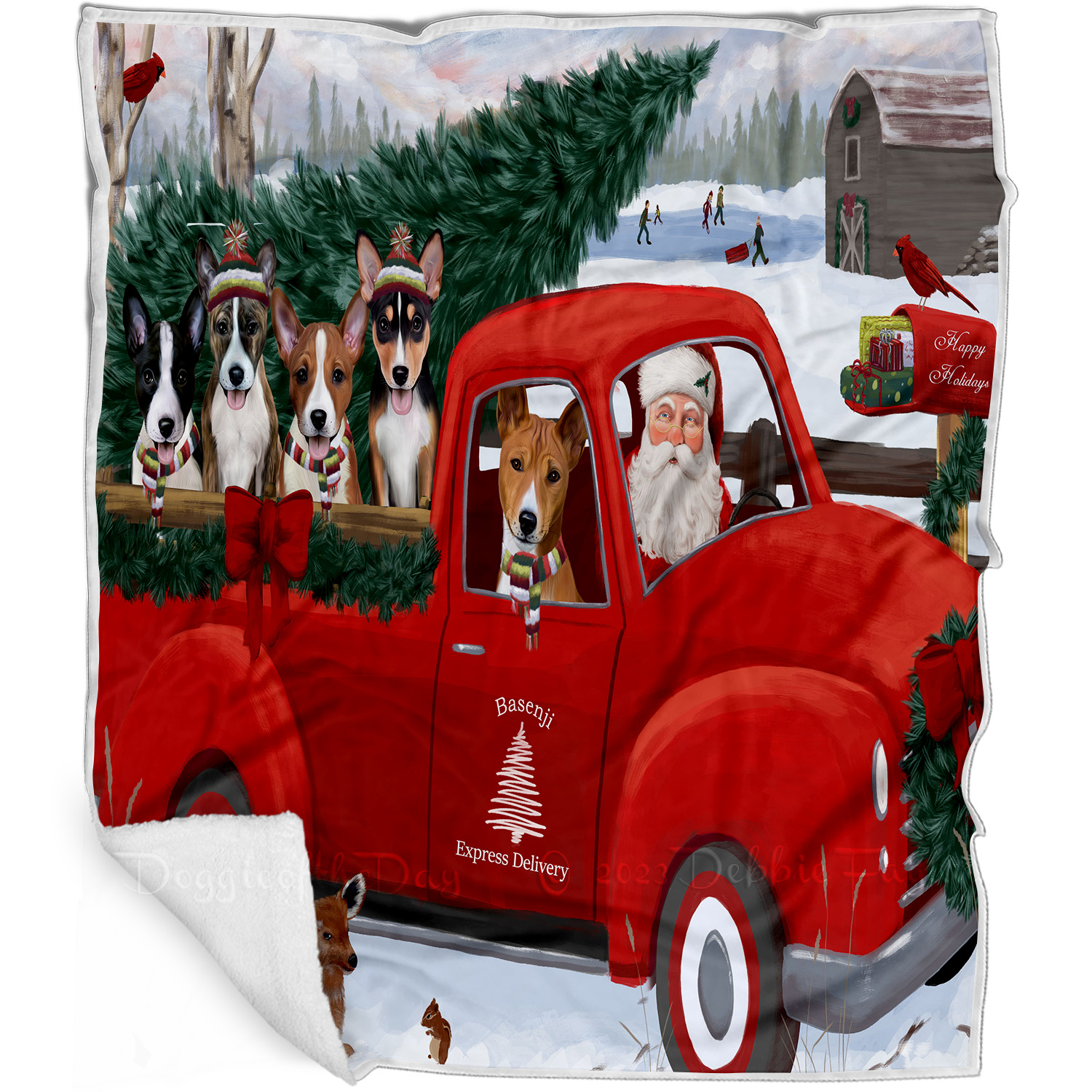 Basenji Dog Blanket Personalized Throw Woven Fleece Sherpa Christmas NWT - Picture 9 of 13