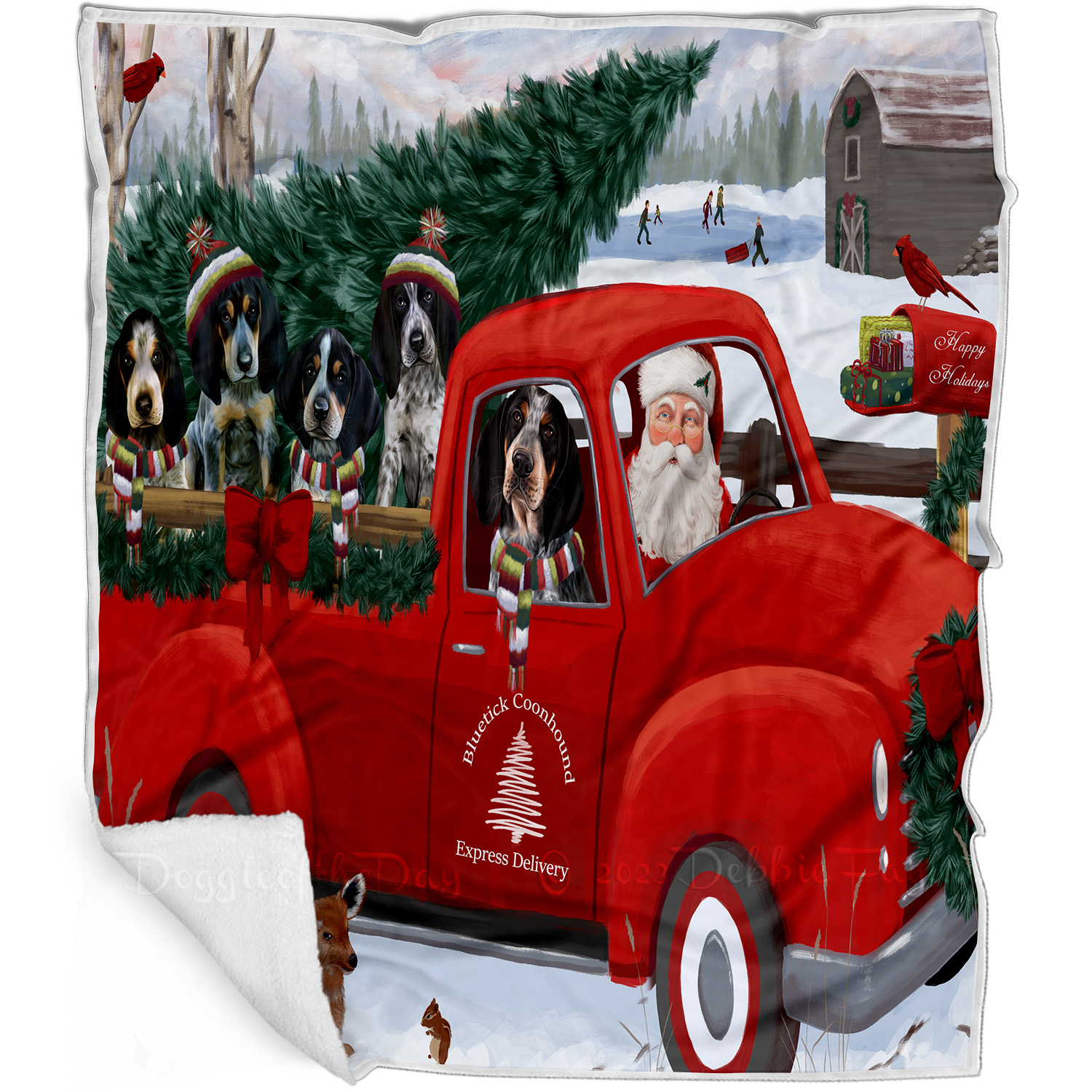 Bluetick Coonhound Dog Blanket Personalized Woven Fleece Sherpa Christmas NWT - Bild 9 von 32