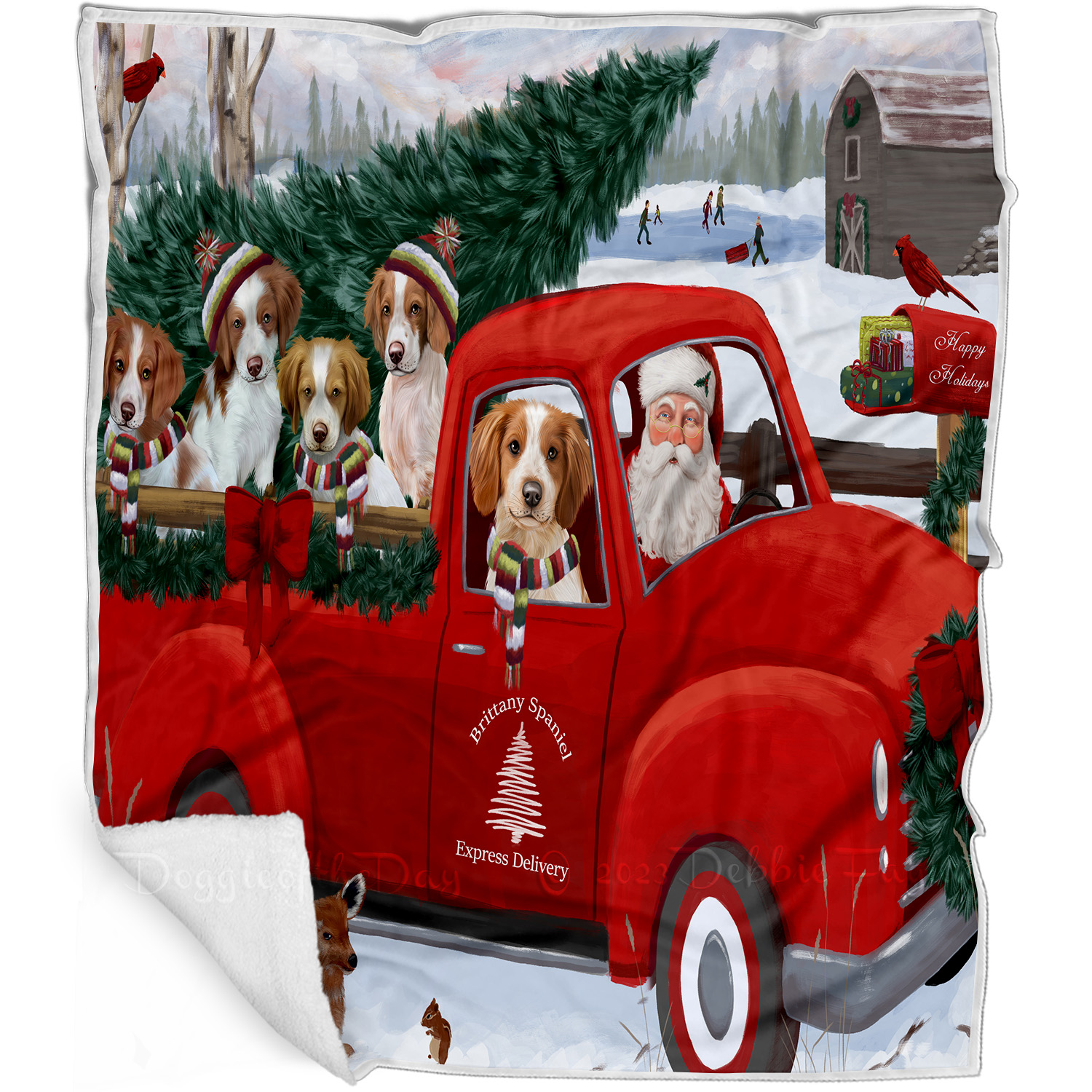 Brittany Spaniel Dog Blanket Personalize Throw Woven Fleece Sherpa Christmas NWT - Picture 10 of 31