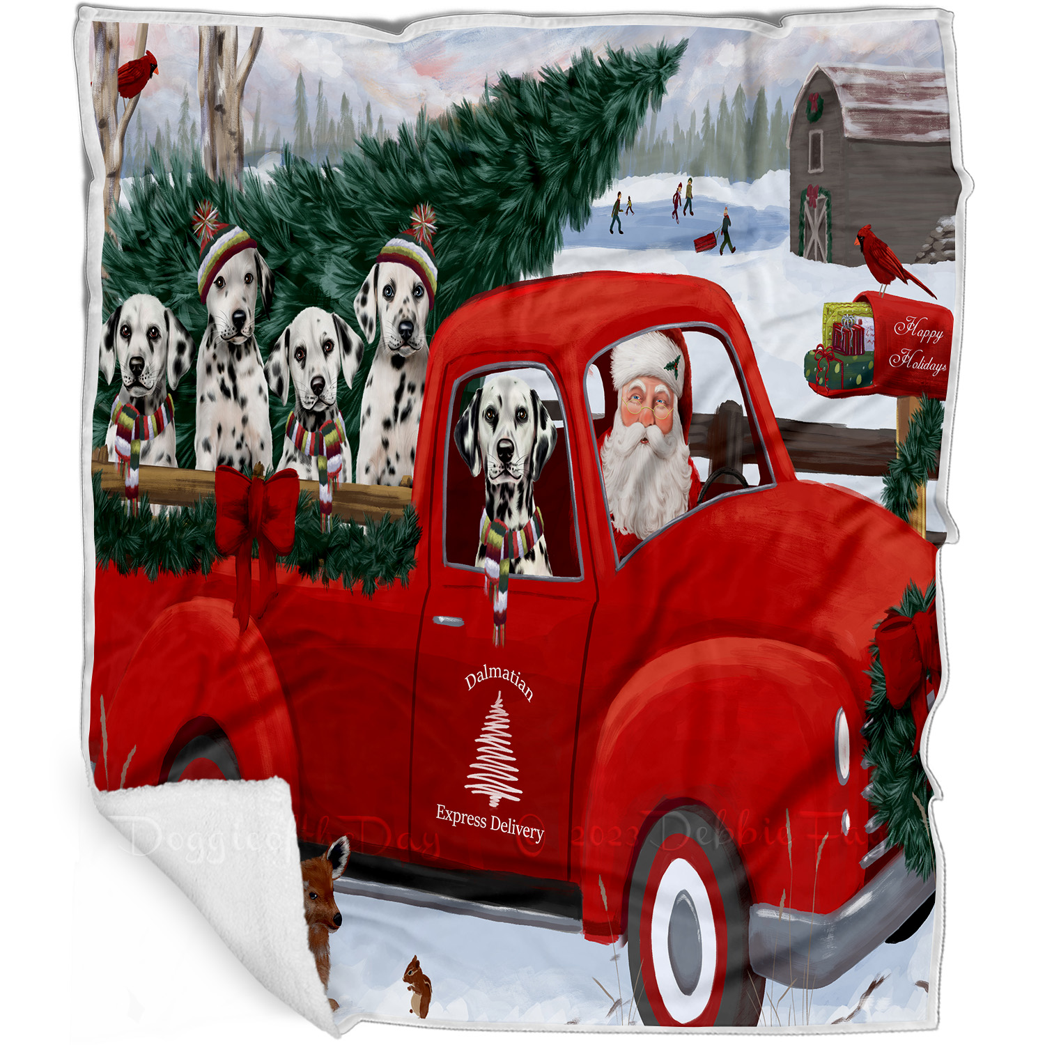Dalmatian Dog Blanket Personalized Throw Woven Fleece Sherpa Christmas NWT - Picture 9 of 30