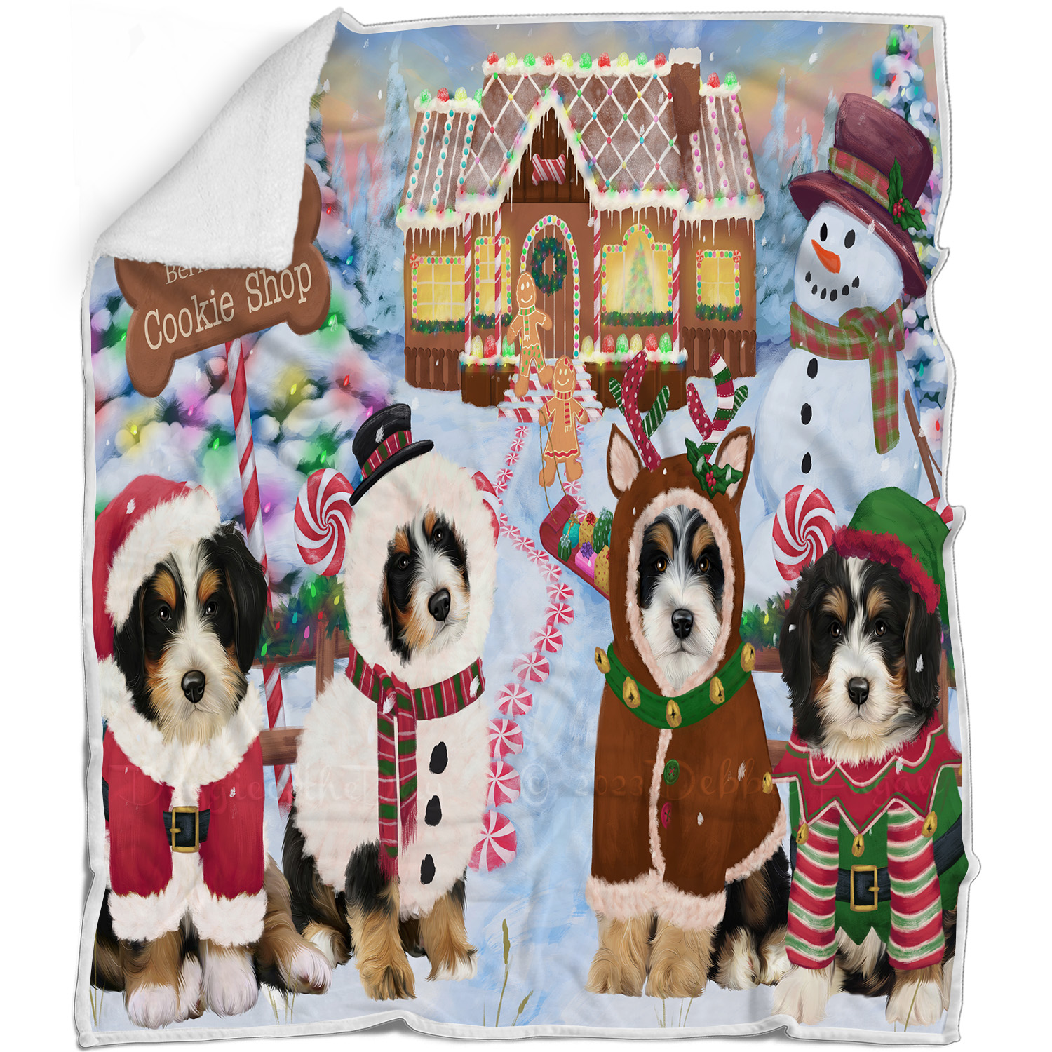Bernedoodle Dog Blanket Personalized Throw Woven Fleece Sherpa Christmas NWT - Picture 16 of 33