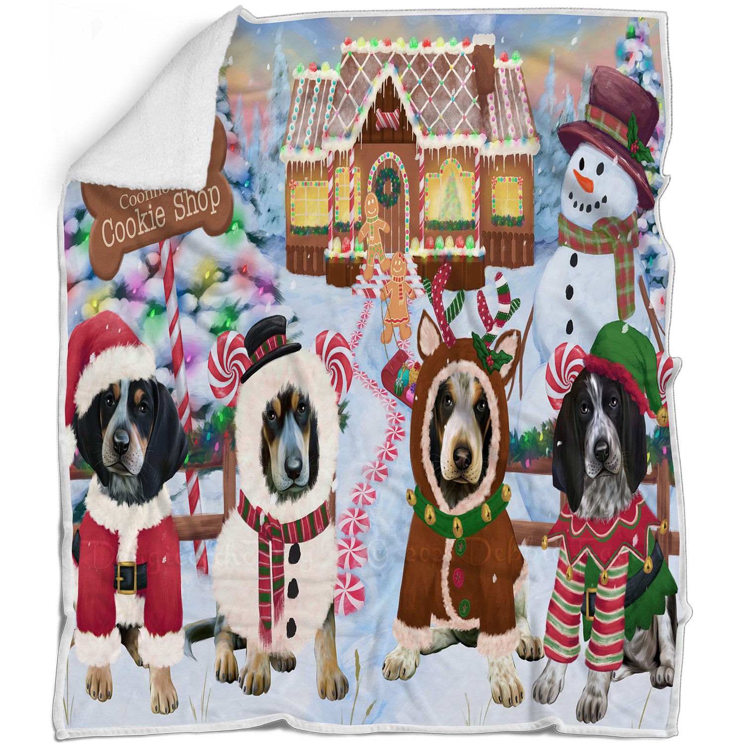 Bluetick Coonhound Dog Blanket Personalized Woven Fleece Sherpa Christmas NWT - Bild 15 von 32