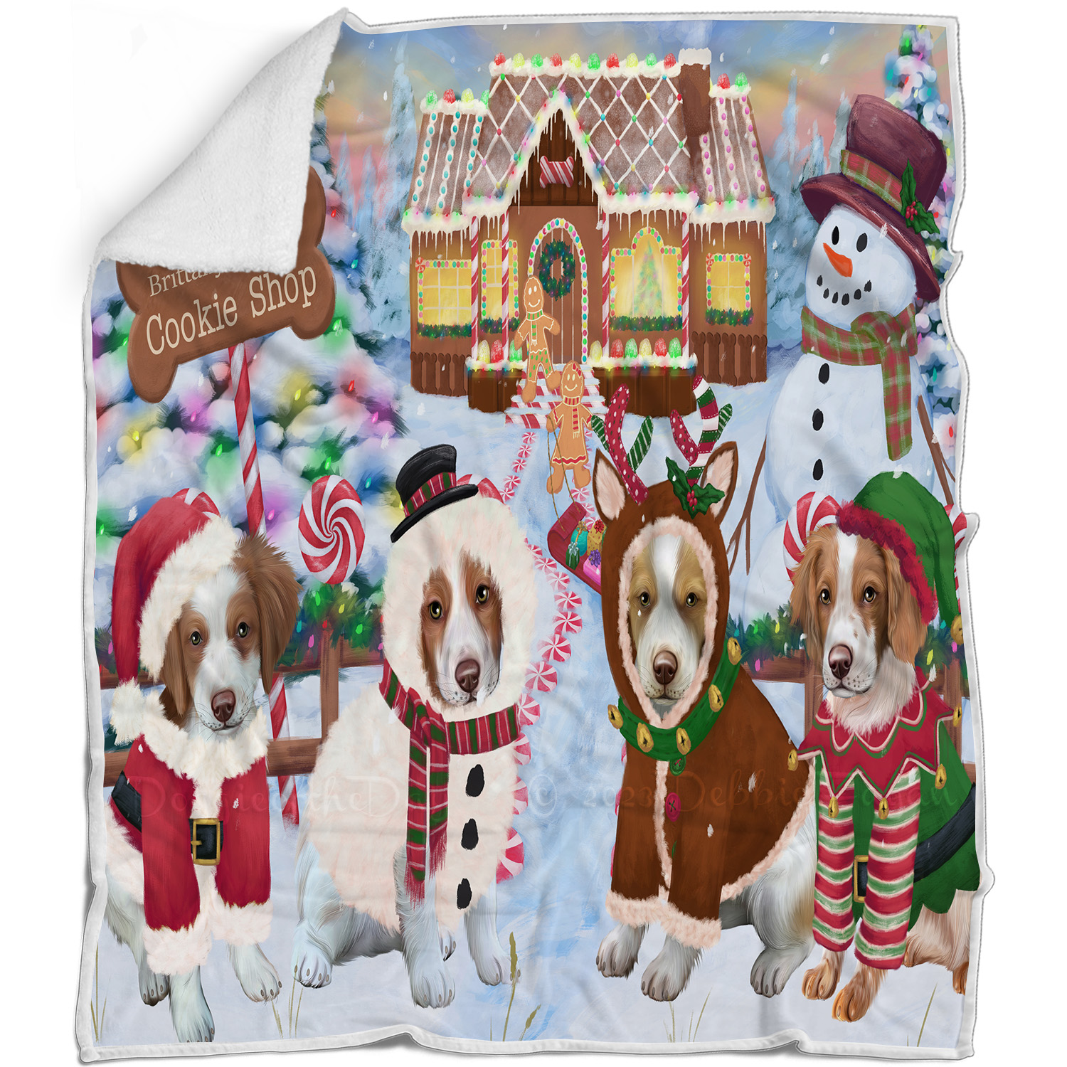 Brittany Spaniel Dog Blanket Personalize Throw Woven Fleece Sherpa Christmas NWT - Picture 16 of 31