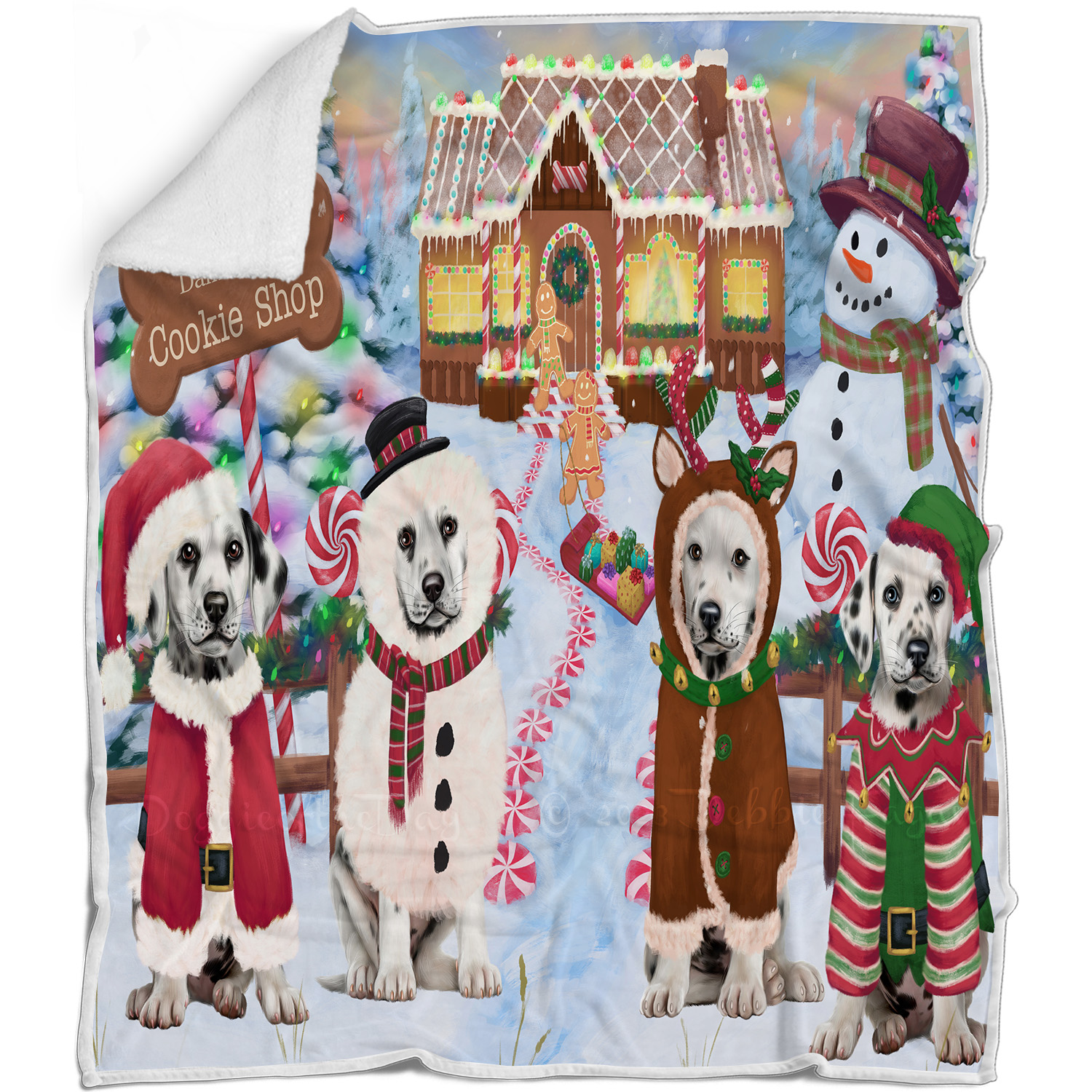 Dalmatian Dog Blanket Personalized Throw Woven Fleece Sherpa Christmas NWT - Picture 16 of 30