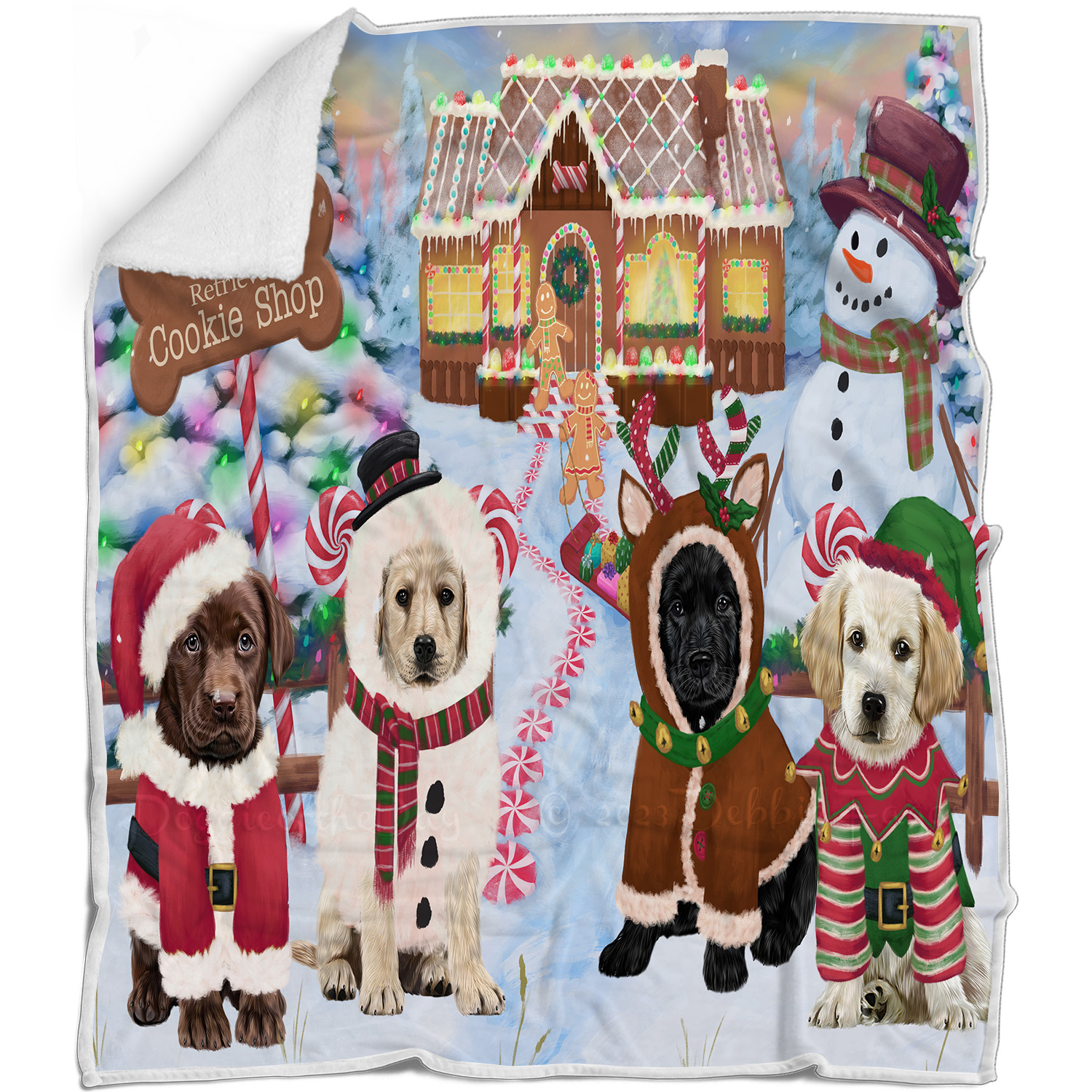 Labrador Retriever Dog Blanket Personalized Woven Fleece Sherpa Christmas NWT