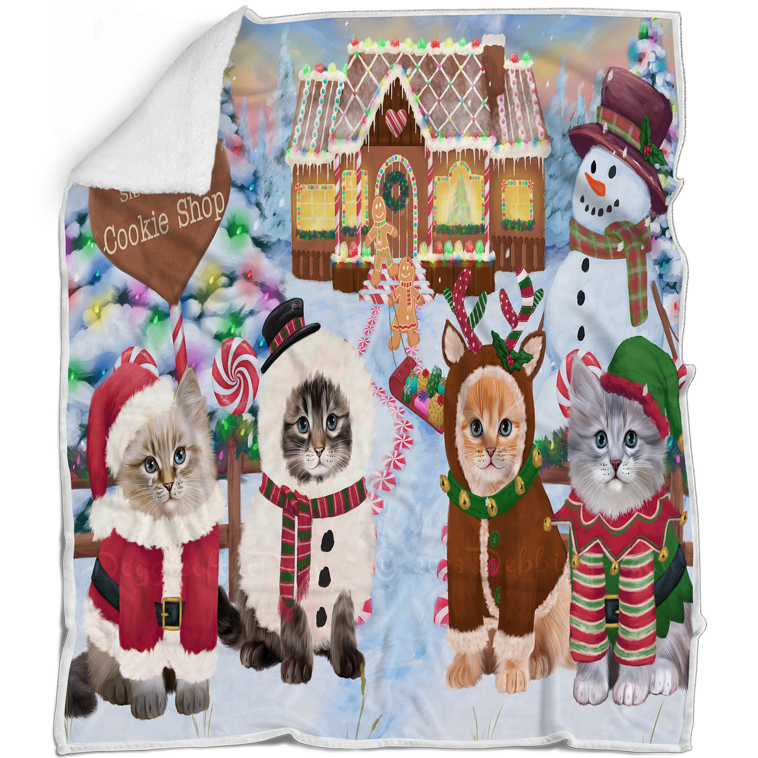 Coperta Gatto Siberiano Personalizzata Tessuto Pile Sherpa Natale Nuova con etichette - Foto 11 di 18