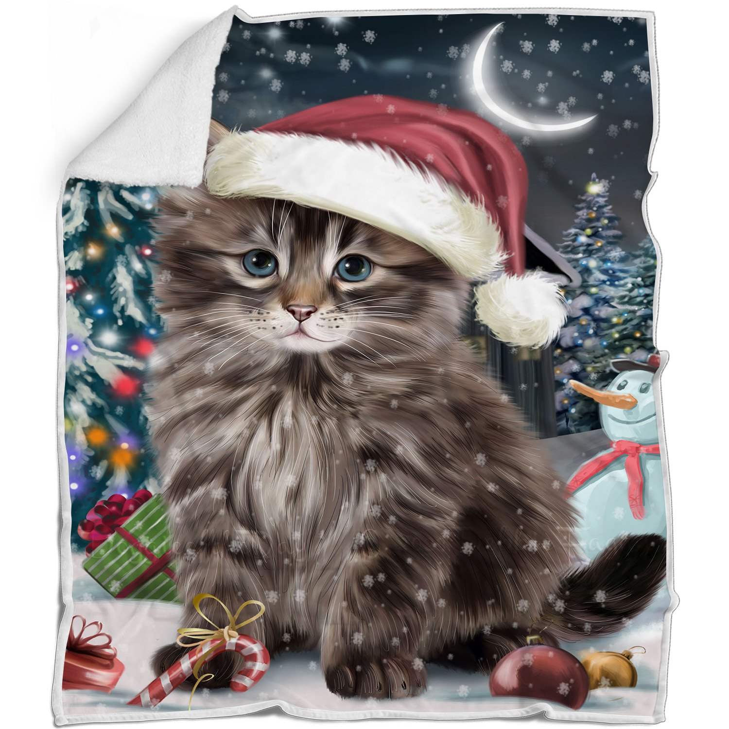 Coperta Gatto Siberiano Personalizzata Tessuto Pile Sherpa Natale Nuova con etichette - Foto 9 di 18