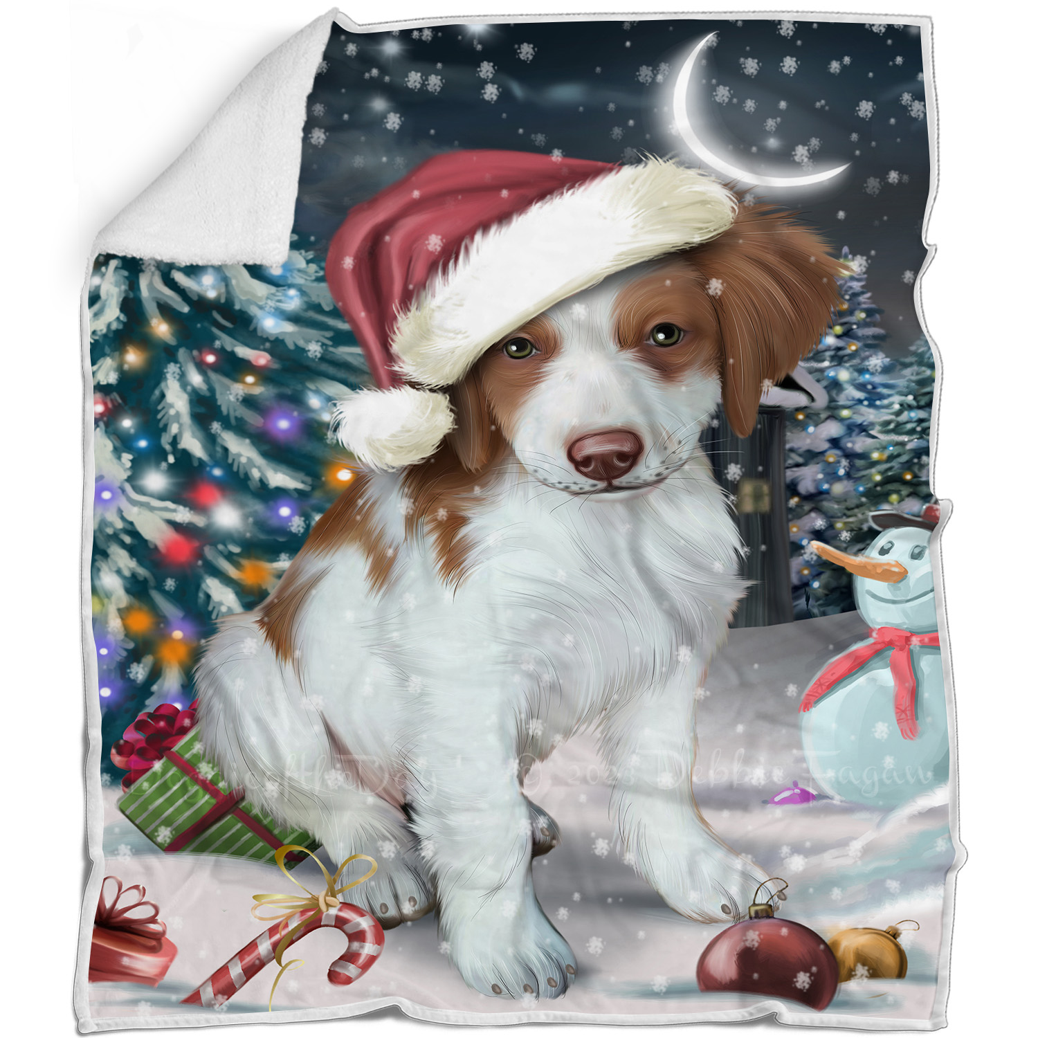 Brittany Spaniel Dog Blanket Personalize Throw Woven Fleece Sherpa Christmas NWT - Picture 13 of 31