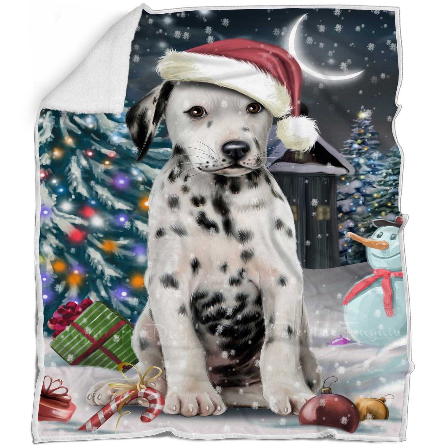 Dalmatian Dog Blanket Personalized Throw Woven Fleece Sherpa Christmas NWT - Picture 13 of 30