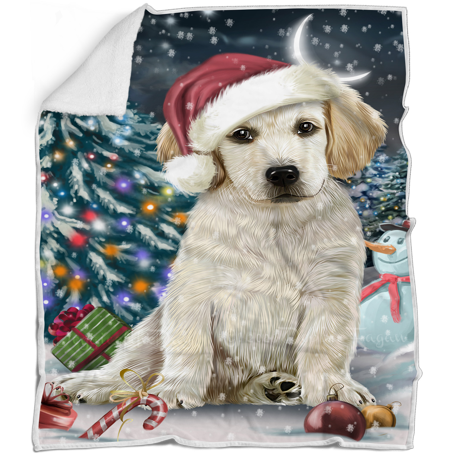 Labrador Retriever Dog Blanket Personalized Woven Fleece Sherpa Christmas NWT