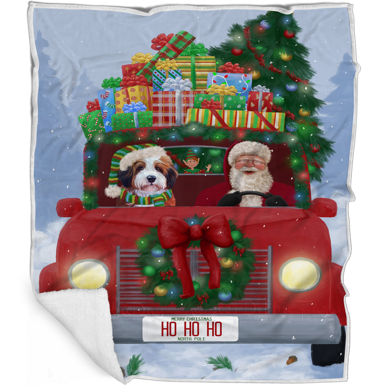 Bernedoodle Dog Blanket Personalized Throw Woven Fleece Sherpa Christmas NWT - Picture 30 of 33