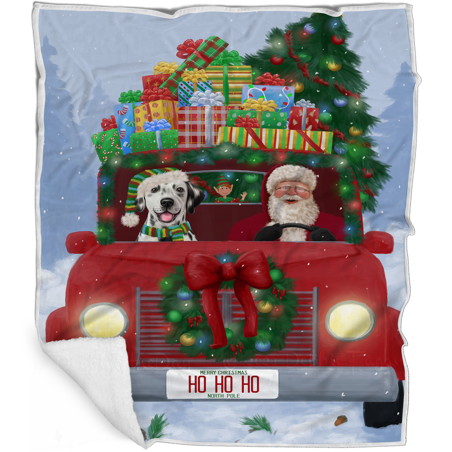Dalmatian Dog Blanket Personalized Throw Woven Fleece Sherpa Christmas NWT - Picture 26 of 30