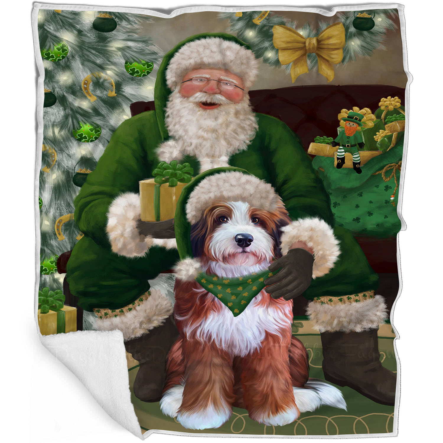 Bernedoodle Dog Blanket Personalized Throw Woven Fleece Sherpa Christmas NWT - Picture 24 of 33