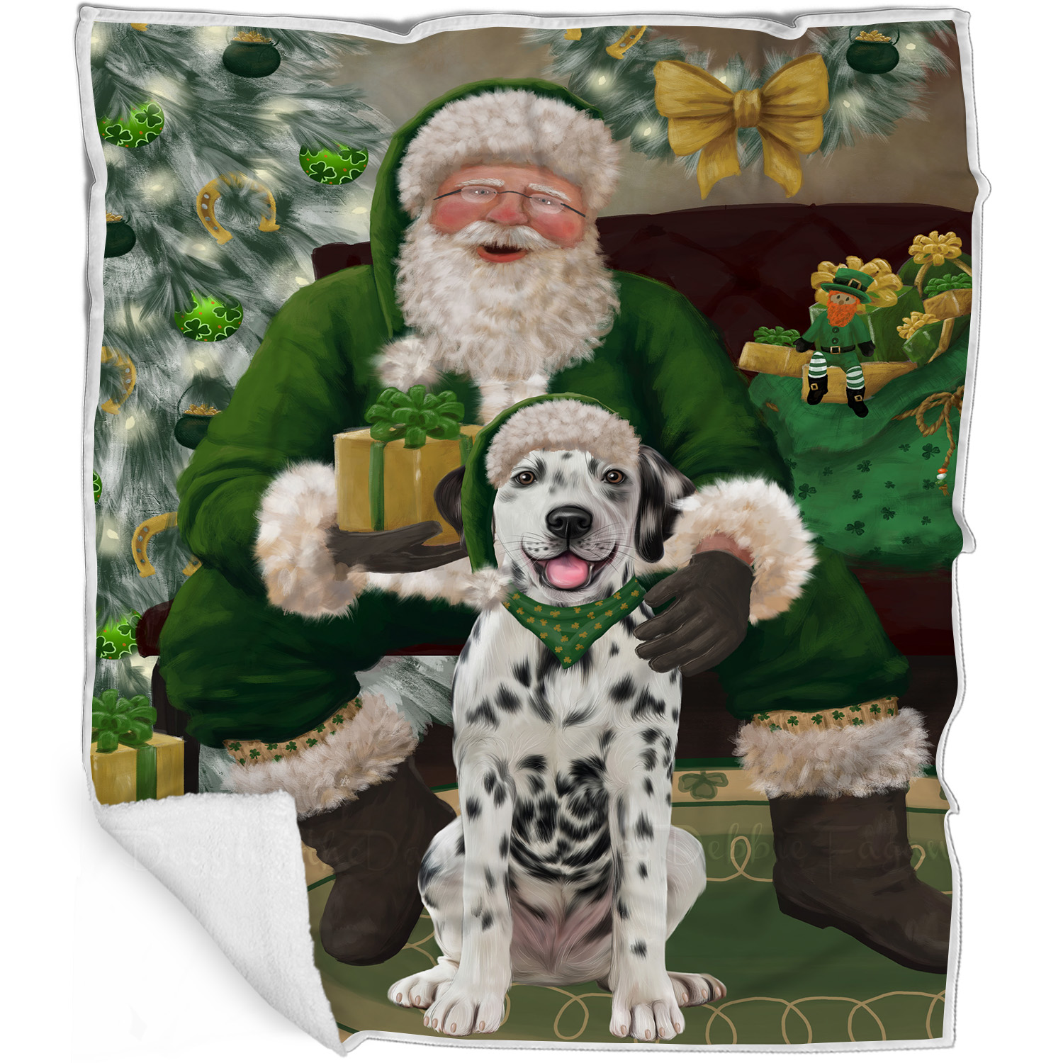Dalmatian Dog Blanket Personalized Throw Woven Fleece Sherpa Christmas NWT - Picture 23 of 30