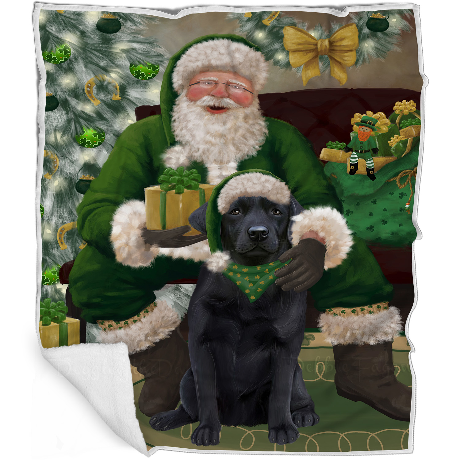 Labrador Retriever Dog Blanket Personalized Woven Fleece Sherpa Christmas NWT