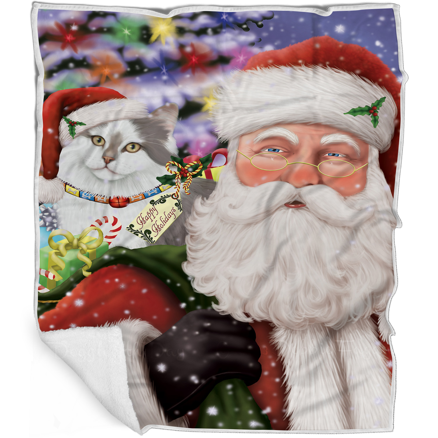 Coperta Gatto Siberiano Personalizzata Tessuto Pile Sherpa Natale Nuova con etichette - Foto 18 di 18