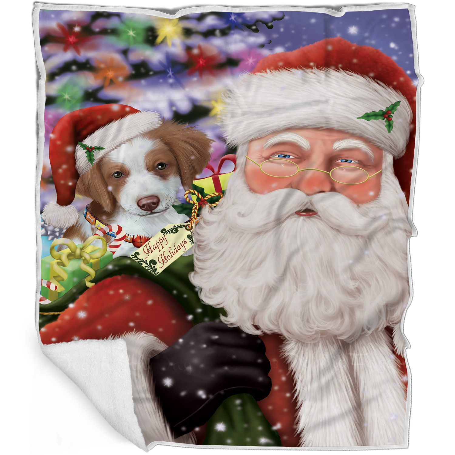 Brittany Spaniel Dog Blanket Personalize Throw Woven Fleece Sherpa Christmas NWT - Picture 26 of 31