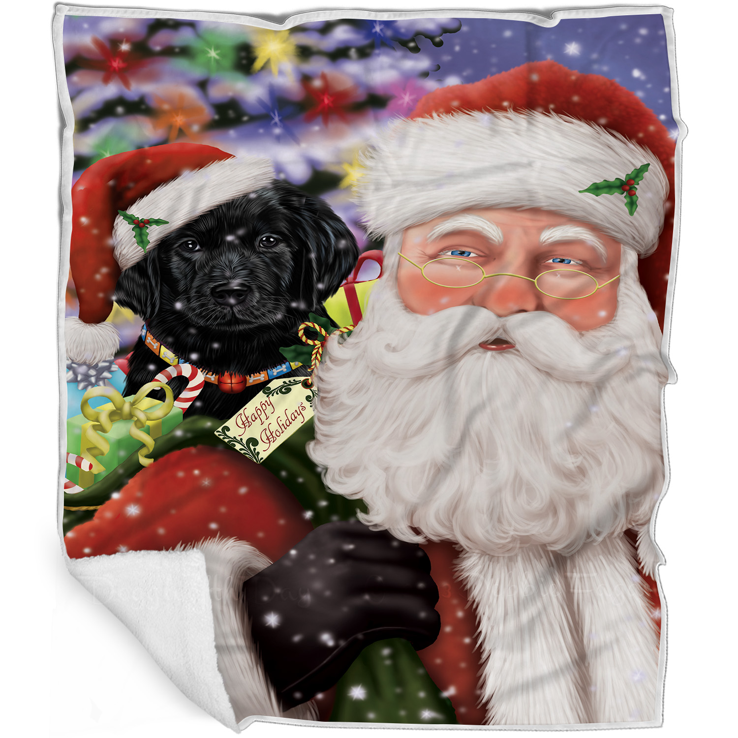 Labrador Retriever Dog Blanket Personalized Woven Fleece Sherpa Christmas NWT