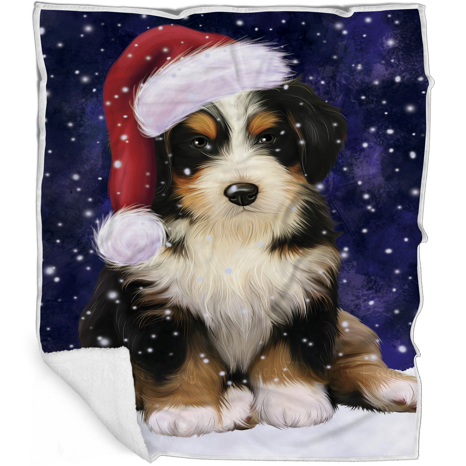 Bernedoodle Dog Blanket Personalized Throw Woven Fleece Sherpa Christmas NWT - Picture 25 of 33
