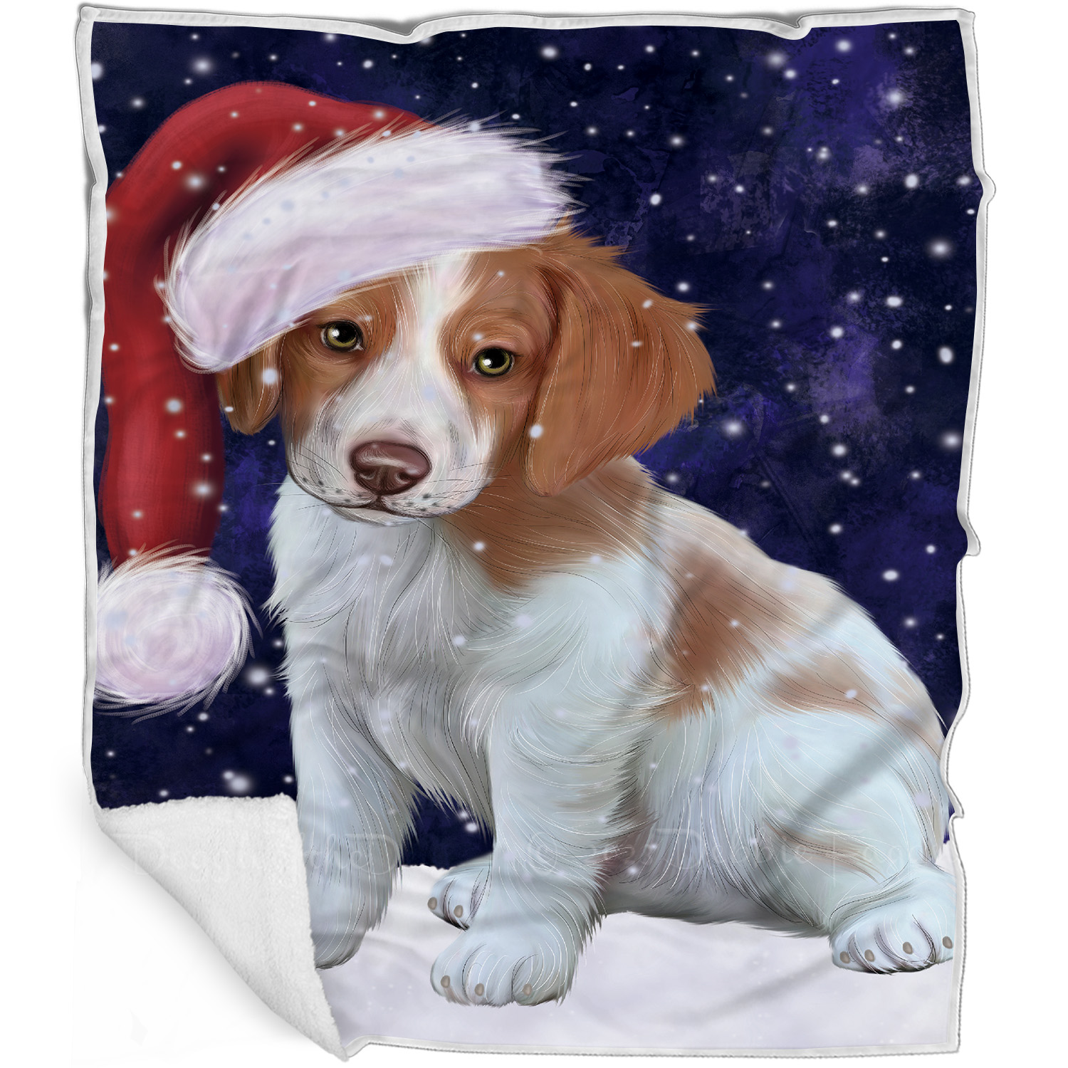 Brittany Spaniel Dog Blanket Personalize Throw Woven Fleece Sherpa Christmas NWT - Picture 24 of 31