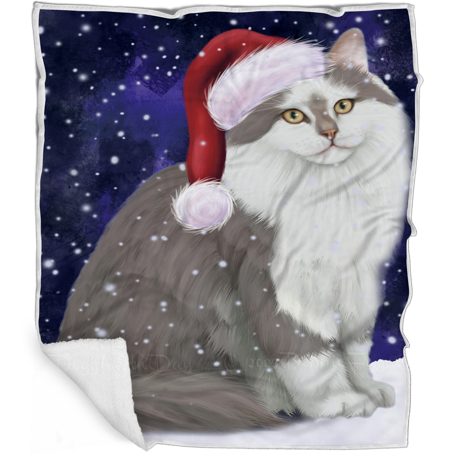 Coperta Gatto Siberiano Personalizzata Tessuto Pile Sherpa Natale Nuova con etichette - Foto 16 di 18