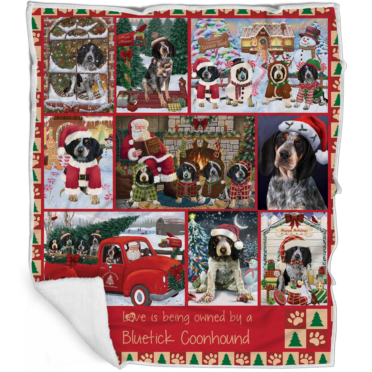 Bluetick Coonhound Dog Blanket Personalized Woven Fleece Sherpa Christmas NWT - Bild 32 von 32