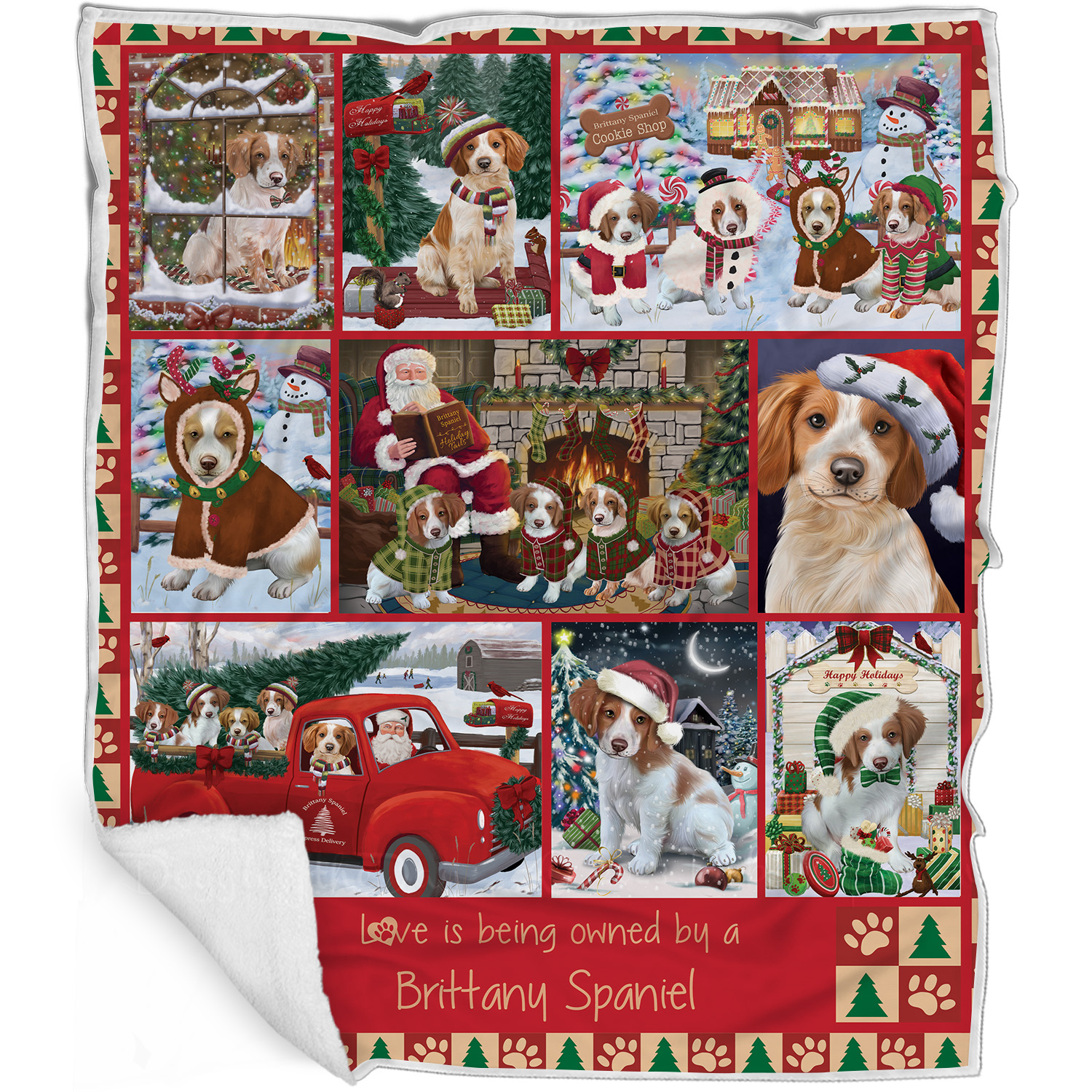 Brittany Spaniel Dog Blanket Personalize Throw Woven Fleece Sherpa Christmas NWT - Picture 31 of 31