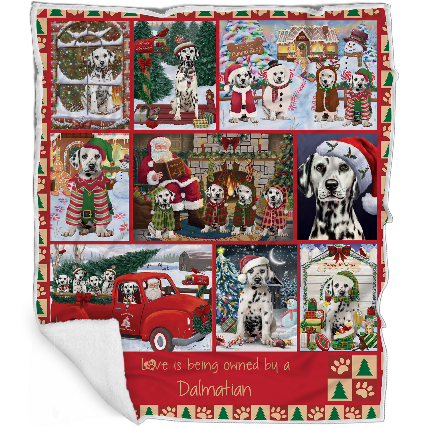 Dalmatian Dog Blanket Personalized Throw Woven Fleece Sherpa Christmas NWT - Picture 30 of 30