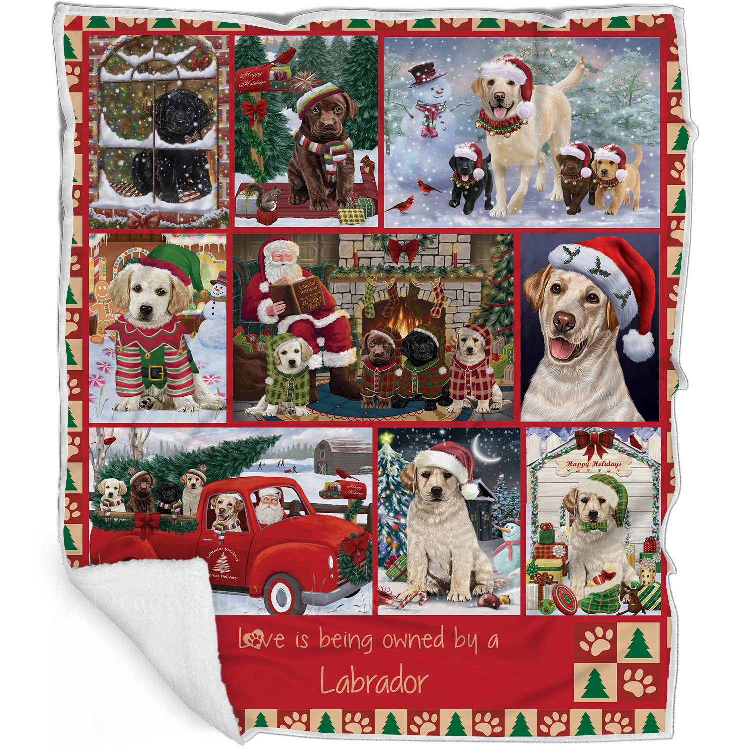 Labrador Retriever Dog Blanket Personalized Woven Fleece Sherpa Christmas NWT