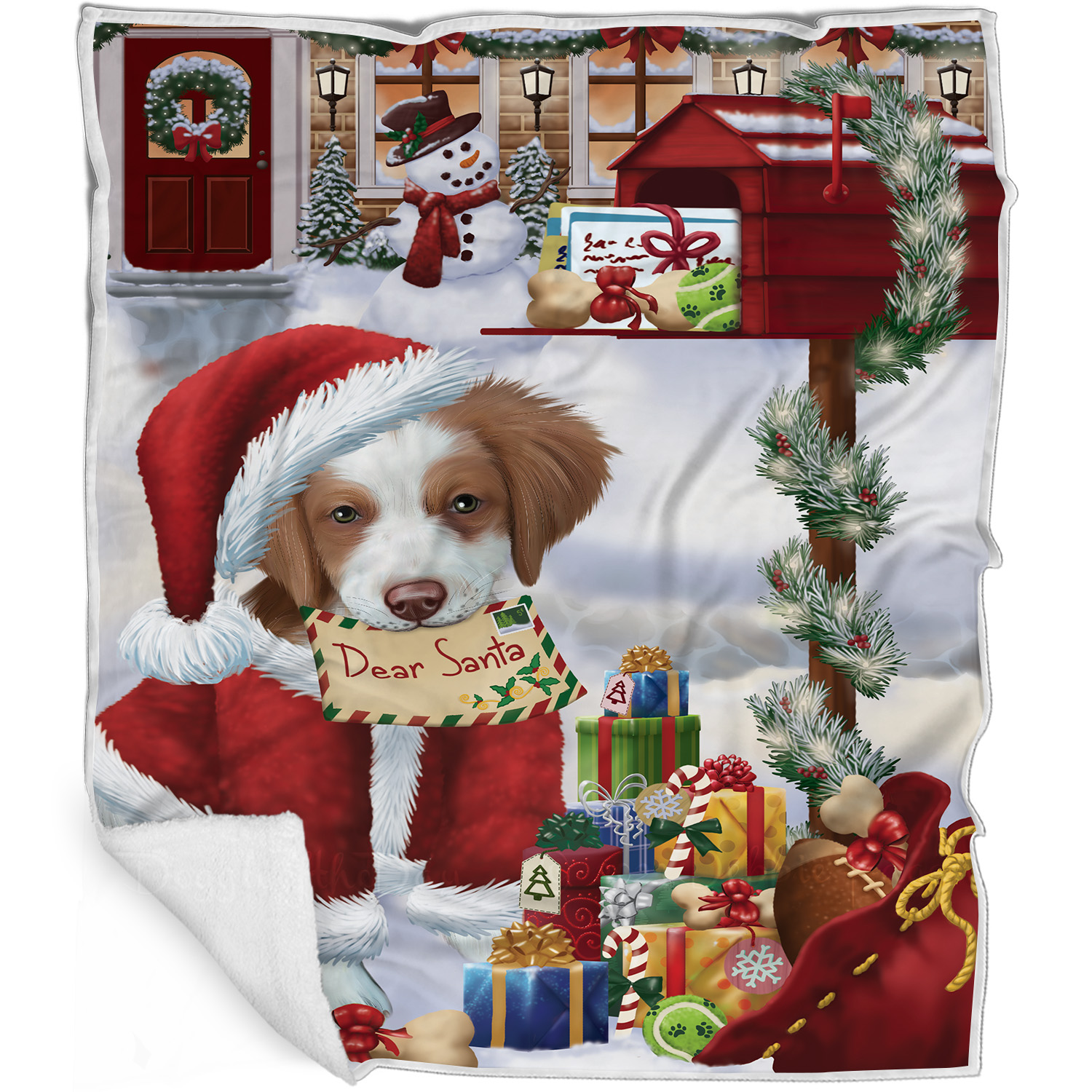 Brittany Spaniel Dog Blanket Personalize Throw Woven Fleece Sherpa Christmas NWT - Picture 30 of 31