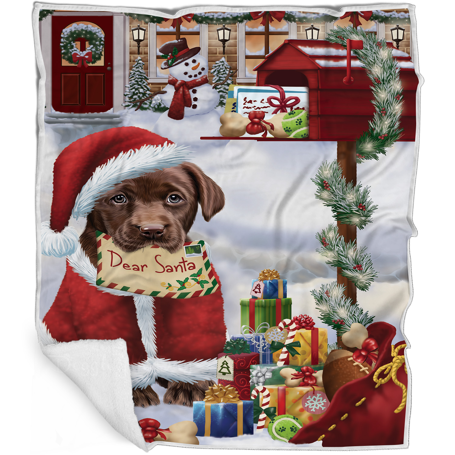 Labrador Retriever Dog Blanket Personalized Woven Fleece Sherpa Christmas NWT