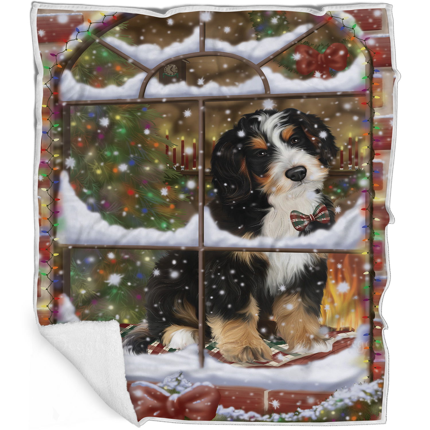 Bernedoodle Dog Blanket Personalized Throw Woven Fleece Sherpa Christmas NWT - Picture 28 of 33