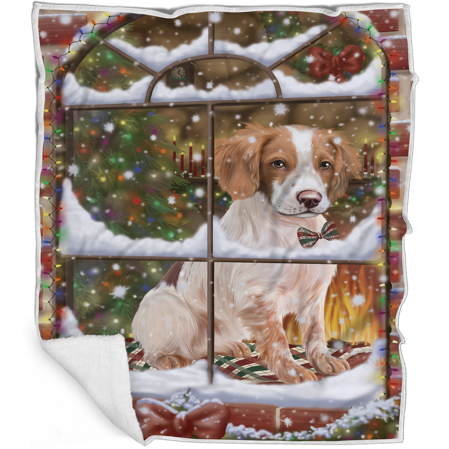 Brittany Spaniel Dog Blanket Personalize Throw Woven Fleece Sherpa Christmas NWT - Picture 27 of 31
