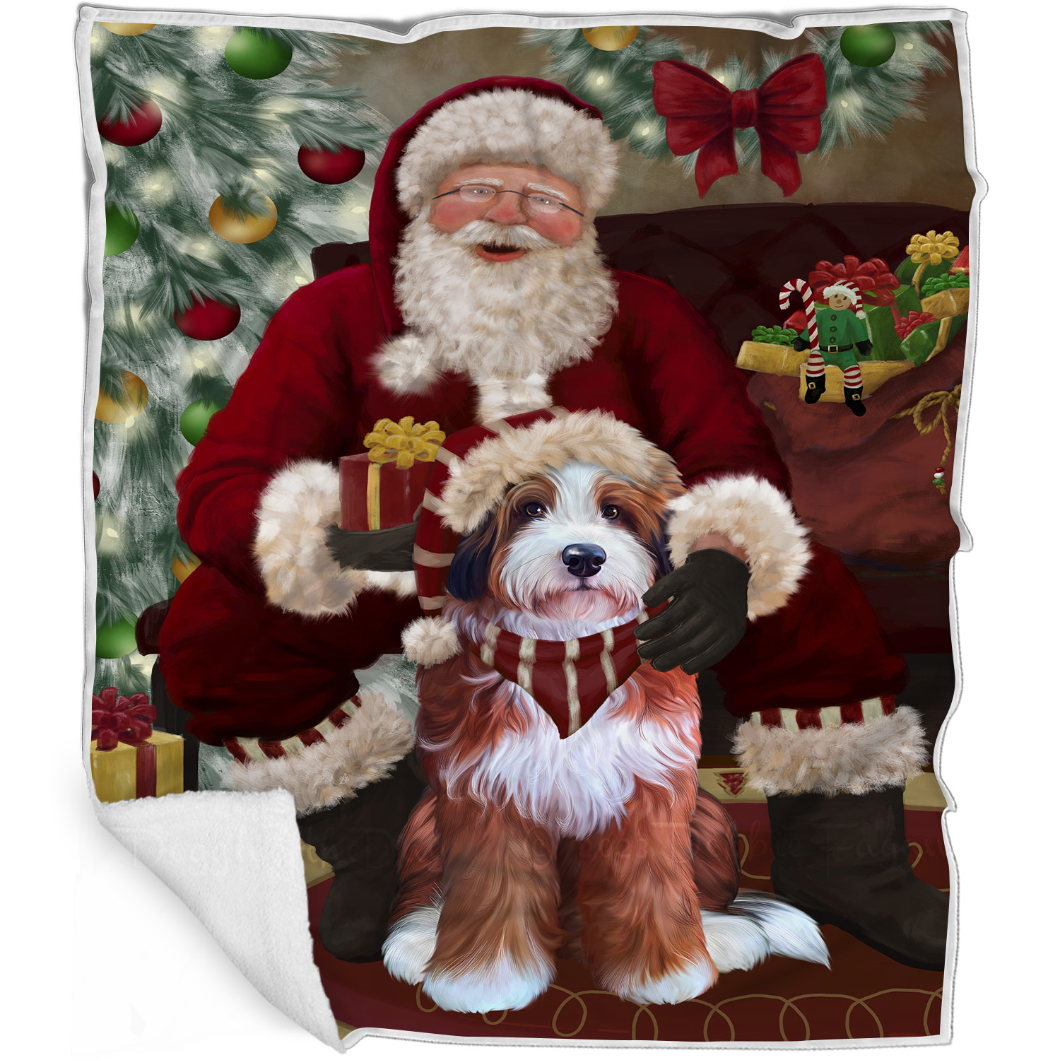 Bernedoodle Dog Blanket Personalized Throw Woven Fleece Sherpa Christmas NWT - Picture 11 of 33