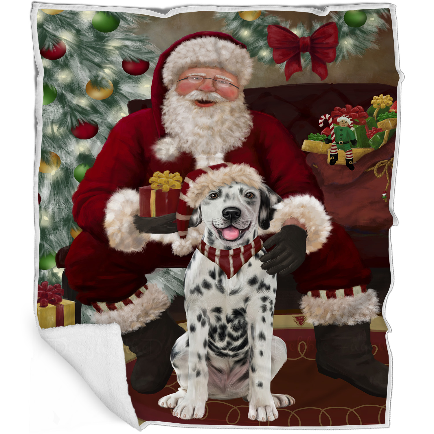 Dalmatian Dog Blanket Personalized Throw Woven Fleece Sherpa Christmas NWT - Picture 11 of 30