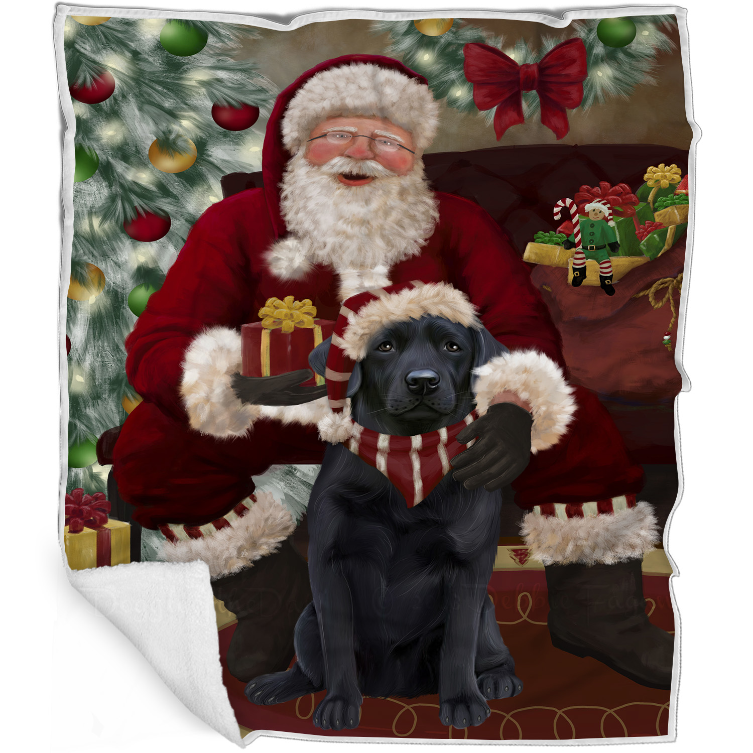 Labrador Retriever Dog Blanket Personalized Woven Fleece Sherpa Christmas NWT