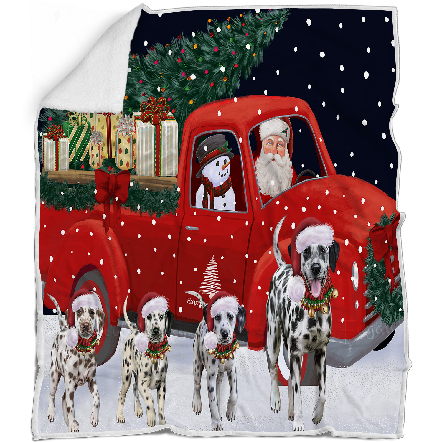 Dalmatian Dog Blanket Personalized Throw Woven Fleece Sherpa Christmas NWT - Picture 28 of 30