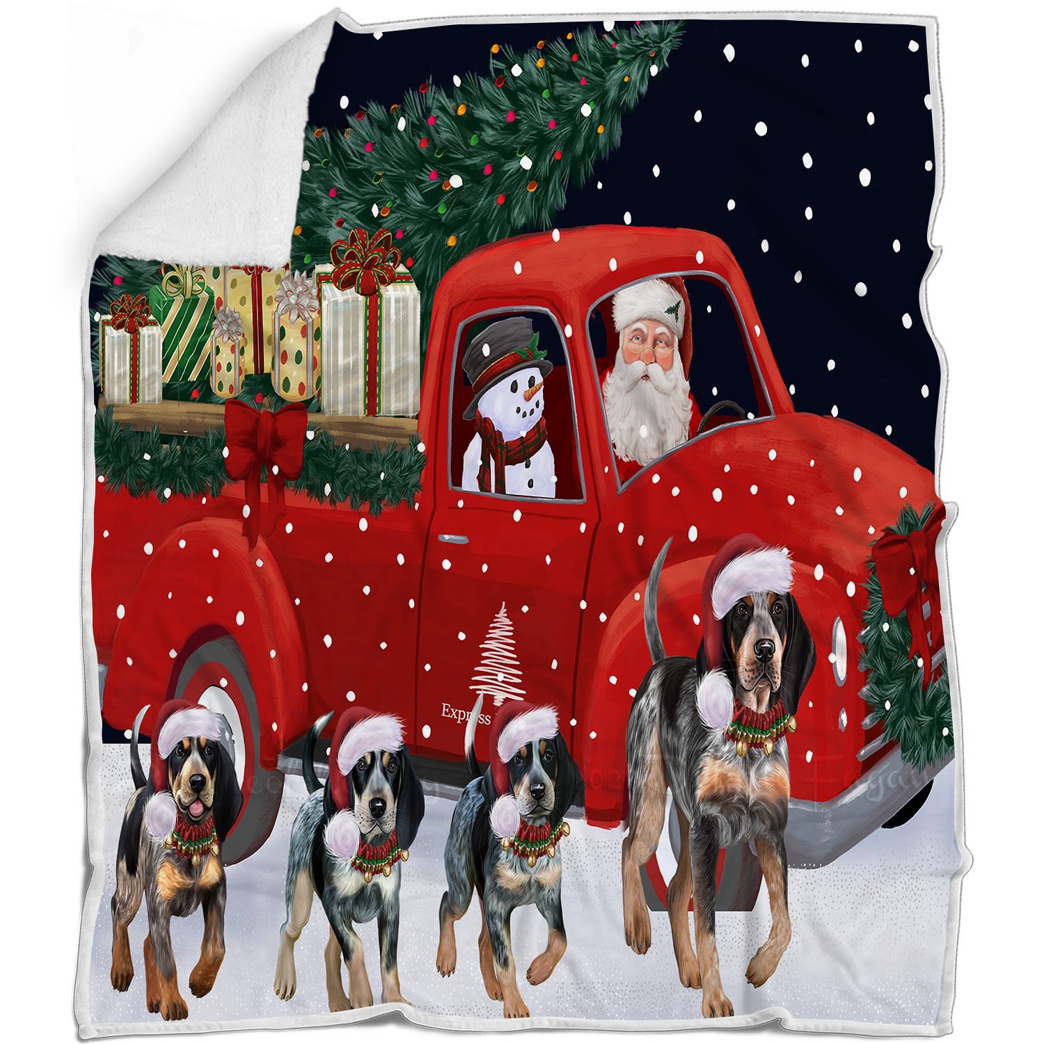 Bluetick Coonhound Dog Blanket Personalized Woven Fleece Sherpa Christmas NWT - Bild 31 von 32