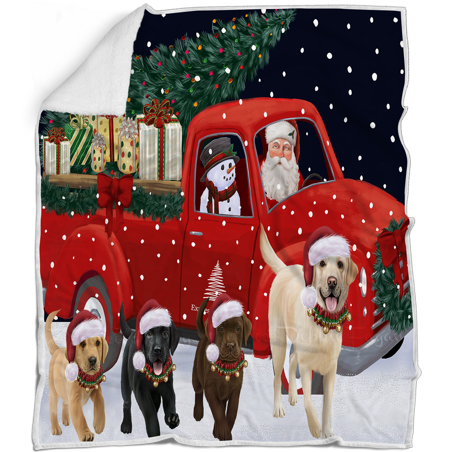 Labrador Retriever Dog Blanket Personalized Woven Fleece Sherpa Christmas NWT