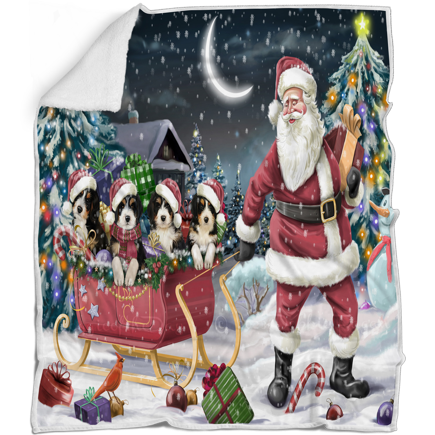 Bernedoodle Dog Blanket Personalized Throw Woven Fleece Sherpa Christmas NWT - Picture 14 of 33